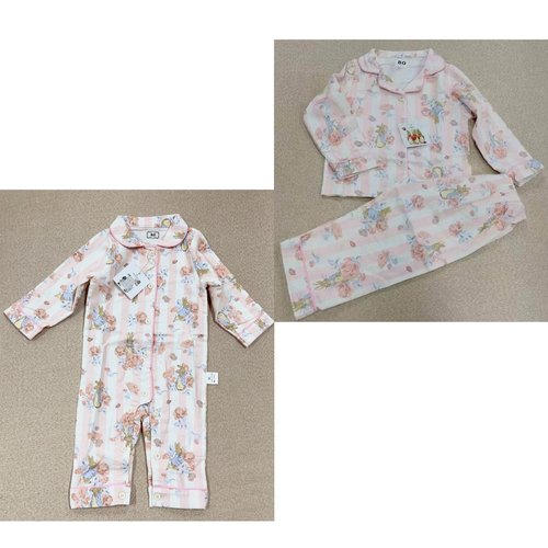 70-170小中大童可爱兔子家居服套装宝宝连身睡衣女孩纯棉四季开衫