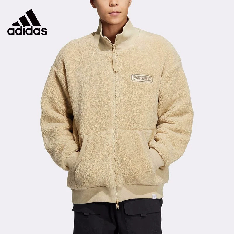 正品Adidas阿迪达斯外套冬款男子双面穿摇粒绒运动立领夹克IK3506