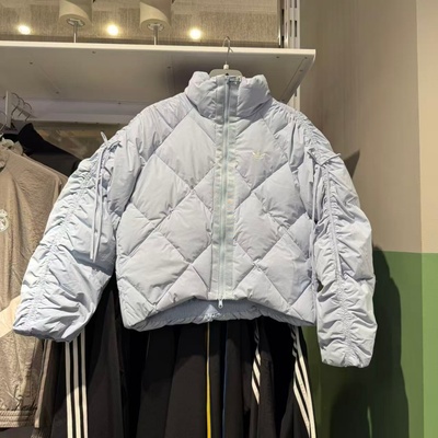 Adidas阿迪达斯三叶草25冬女蝴蝶结菱格保暖运动羽绒服外套KC2612