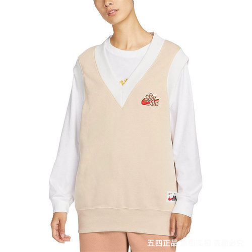 正品Nike耐克女子简约百搭休闲运动套头衫无袖薄绒马甲FD6402-126
