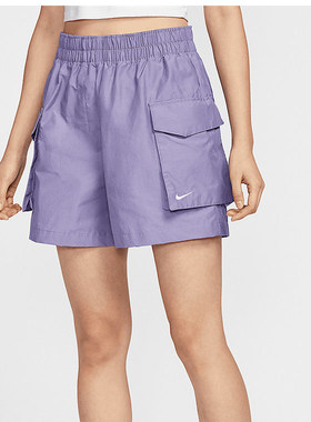 NIKE耐克短裤女夏季新款宽松透气梭织工装裤紫色运动裤HM6983-527
