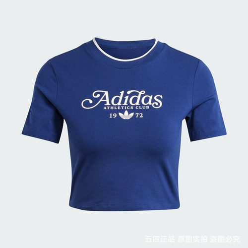 adidas三叶草女子logo印花圆领短袖T恤IX3532 IX3544