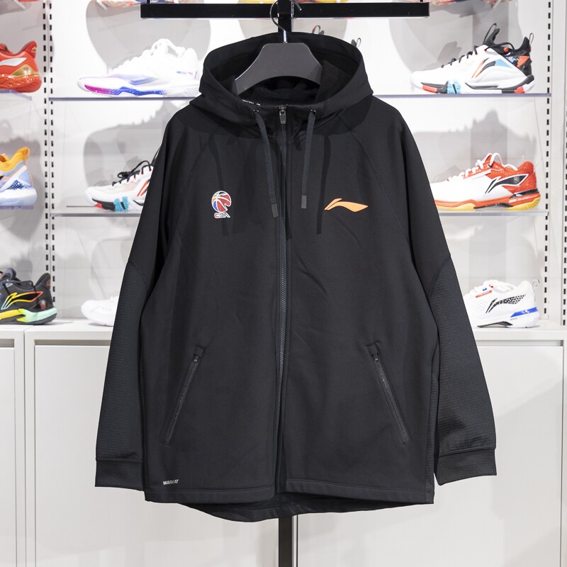 李宁男子卫衣2024冬季篮球系列加绒保暖宽松开衫连帽上衣AWDU525