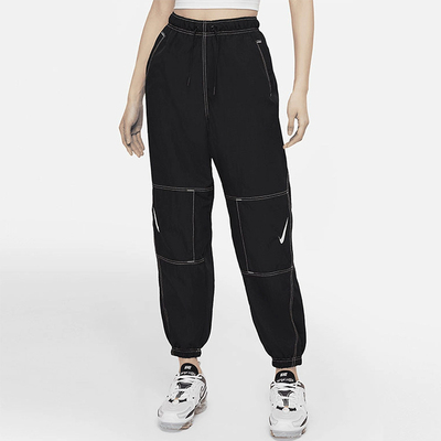 正品NIKE/耐克女梭织运动裤休闲宽松收口工装束脚长裤DD5573-010