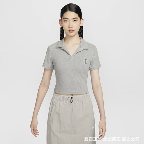 正品NIKE/耐克夏季女子训练运动休闲露脐高腰短袖T恤POLO衫HJ6852