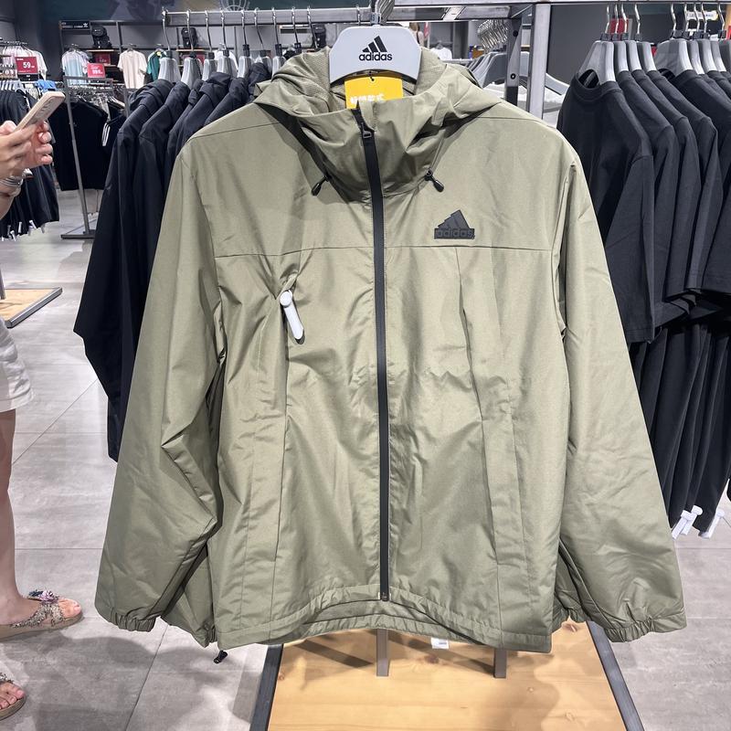 正品Adidas/阿迪达斯新款男运动休闲宽松梭织连帽夹克外套JF0964