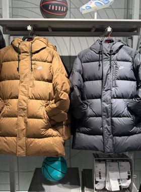 NIKE耐克男中长款羽绒服25冬新款宽松保暖防风连帽外套IB2974-010