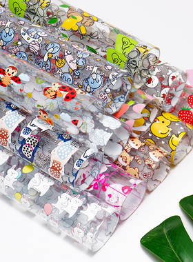 新款透明PVC皮革 定制卡通印刷透明皮革 30cm*120cm