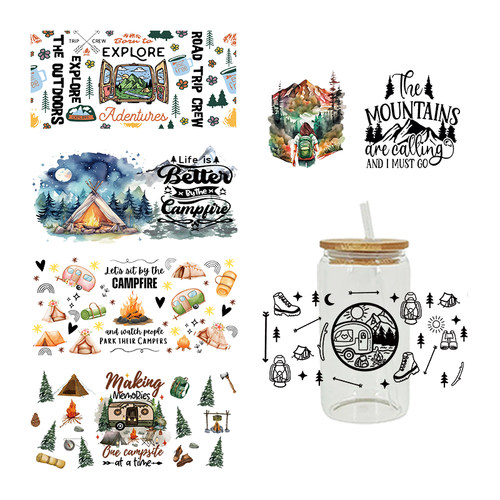 新款卡通印花热转印杯贴 logo图案 23cmX11cm现货批发D9422