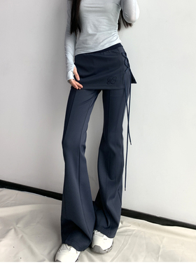 BILL BOOM春夏辣妹休闲修身低腰微喇假两件瑜伽长裤女（含真丝）