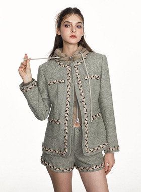 BILL BOOM 美式复古休闲小香风外套女2024秋季新款宽松设计感上衣