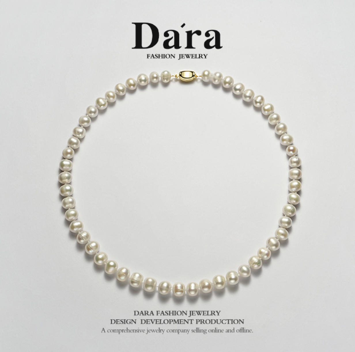 Dara/戴拉8-10mm无核强光淡水珍珠满串项链年轻款妈妈链锁骨链