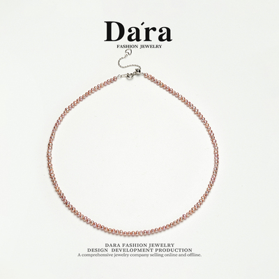 Dara/戴拉3-3.5mm无核紫色淡水珍珠小米项链可叠戴锁骨链时尚款