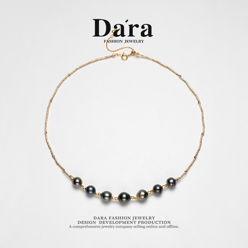 Dara/戴拉9-11mm圆形海水大溪地珍珠项圈项链送女友老婆生日礼物