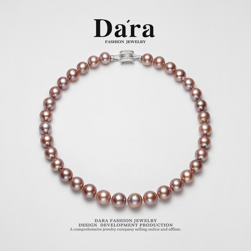 Dara/戴拉11-13mm正圆极光淡水珍珠项链送妈妈母亲节日礼物