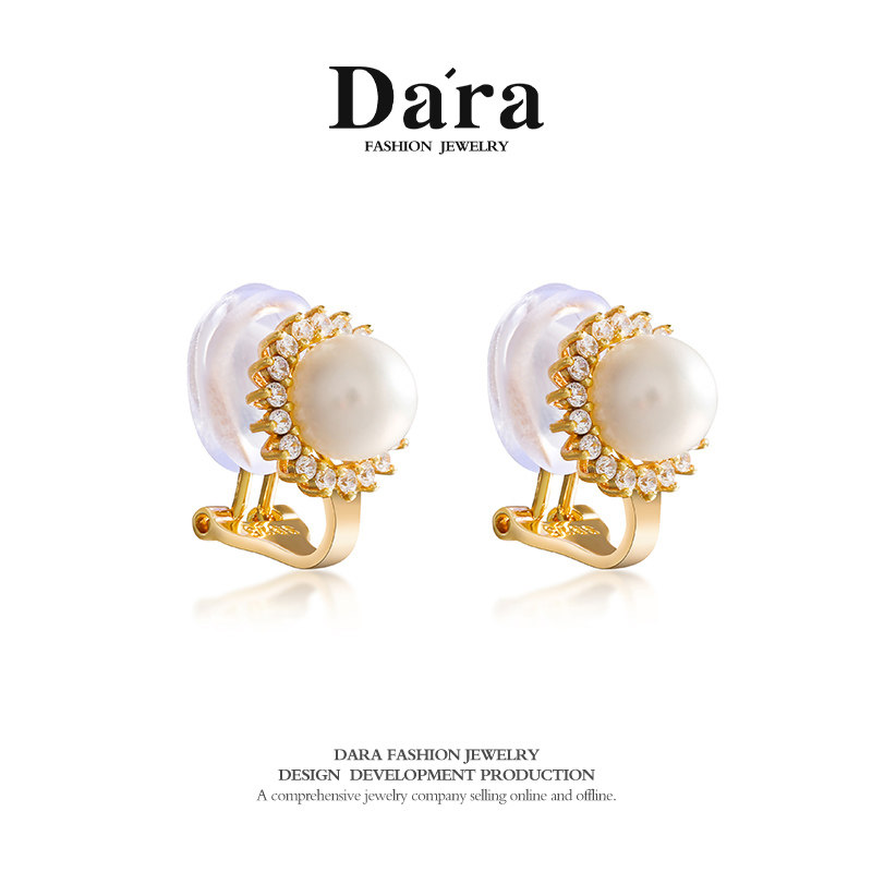Dara/戴拉925银淡水珍珠耳扣软垫耳夹简约气质高级感无耳洞耳环女