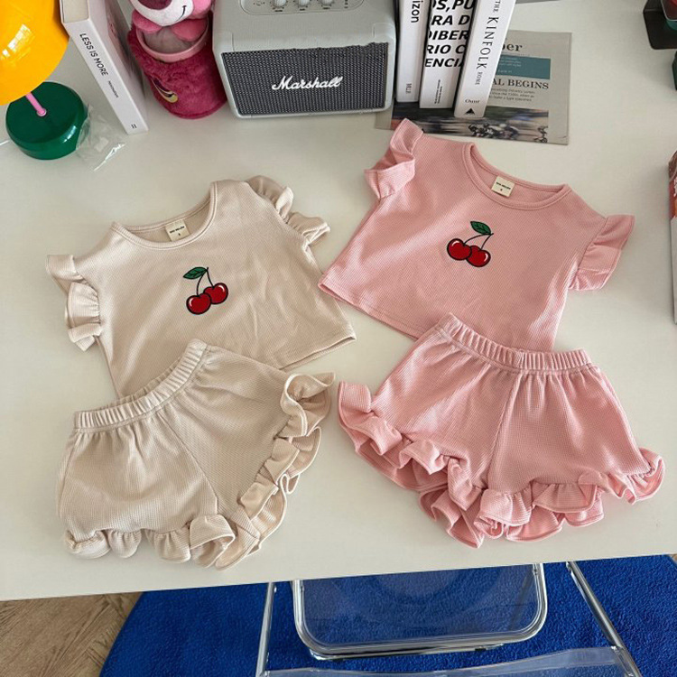 婴幼儿童休闲运动服女童1-2-3-4-5-6岁夏季宝宝短袖上衣+短裤套装