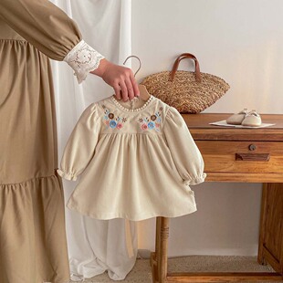 女童长袖连衣裙小女孩百搭公主毛衣裙中小童宝宝秋冬季针织长裙子