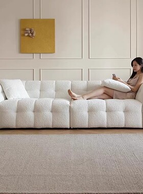 工厂直销BOBA布艺沙发网红奶油风客厅羊羔绒直排泡芙沙发床