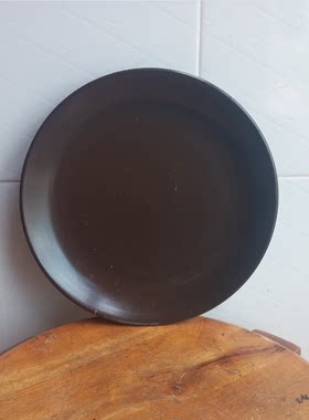 棕色咖啡色陶瓷圆盘点心盘家用