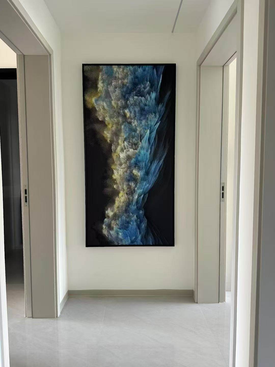 新款高端玛瑙冰雕入户玄关沙发背景画肌理精雕画