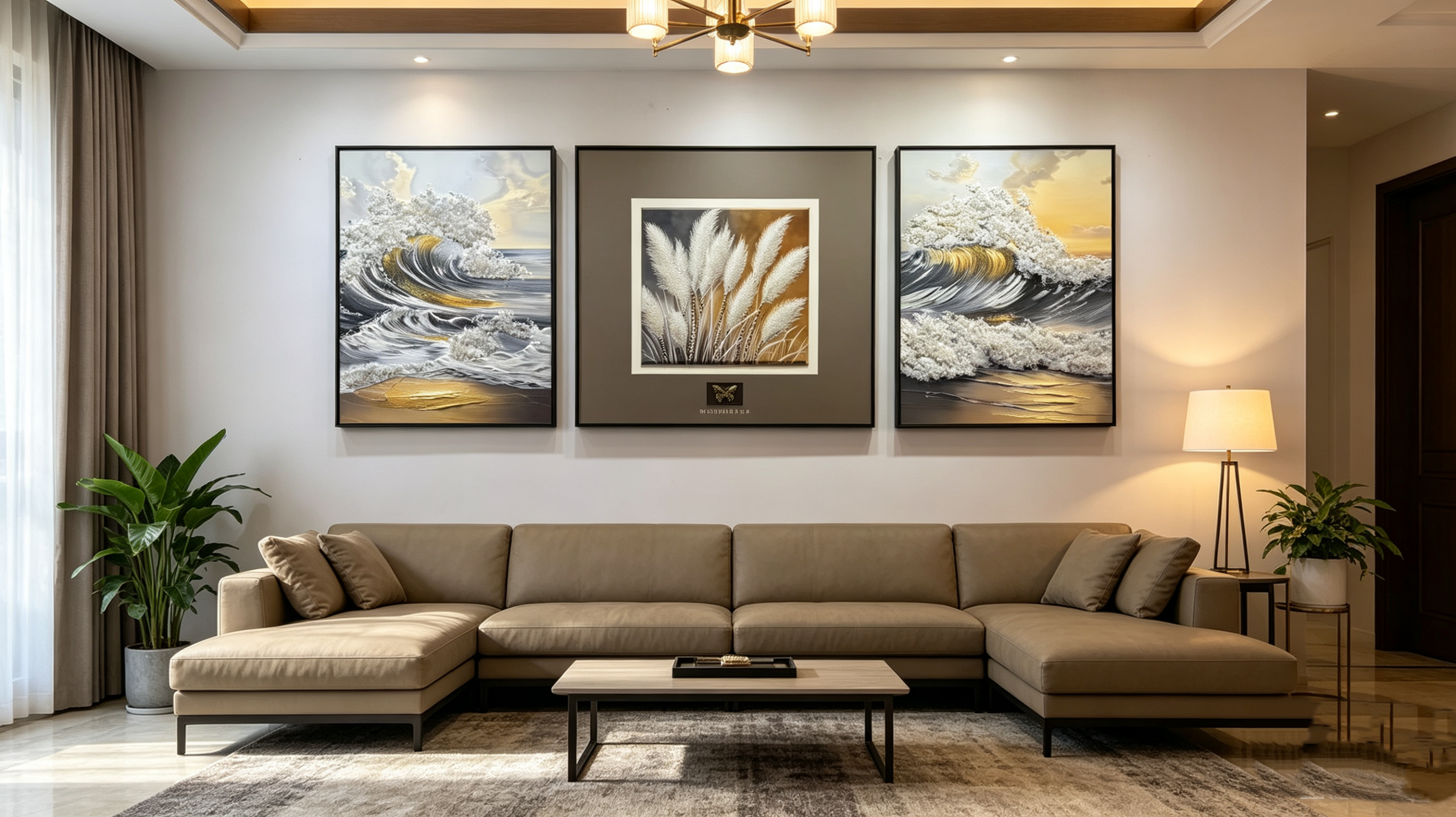 现代简约风客厅挂画抽象艺术画海浪风生水起餐厅沙发背景墙装饰画