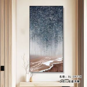 现代简约意式入户玄关走廊尽头装饰画星辰大海玛瑙冰雕立体珍珠画