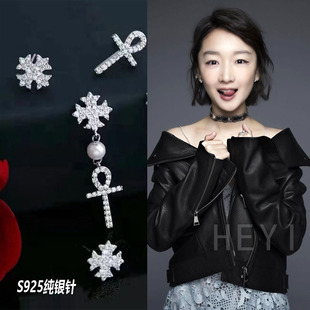 周冬雨同款耳钉女欧美十字架纯银耳环王一博罗马骑士轻奢情侣耳饰