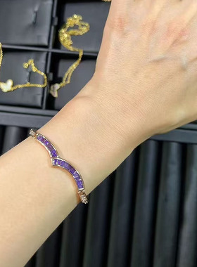 轻奢日韩风超闪扇形晚宴紫色水晶