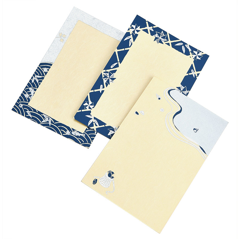 日本阿波和纸 限定版蓝印明信片 传统和风简约文艺卡片贺卡留言卡