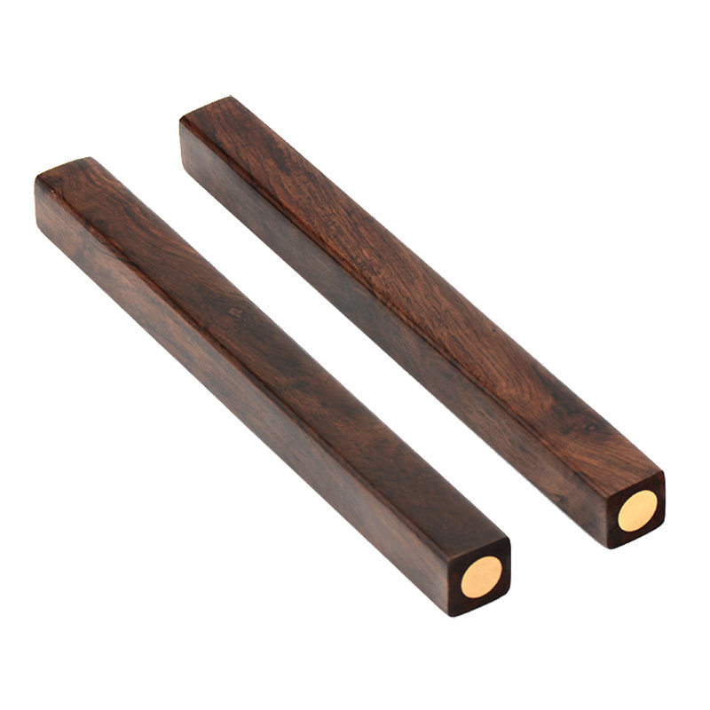 包邮和合方圆镇尺 素面非洲黑紫檀木镶黄铜镇纸小号 文房书画用品