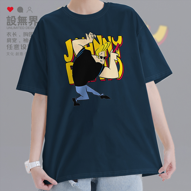 欧美插画英勇强尼帅气定短袖T恤