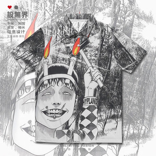 伊藤润二双一恐怖漫画联名暗黑周边大码速干polo衫男女装设 无界