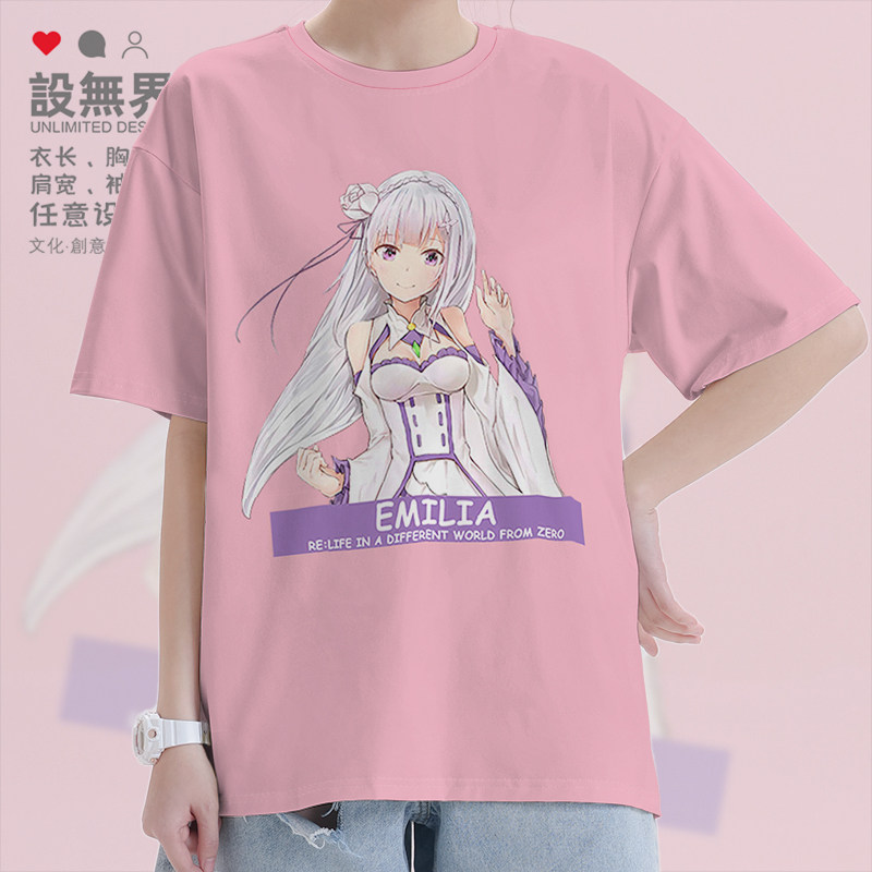 从零开始的异世界艾米莉娅日系可爱风短袖T恤男女衣夏0005设 无界