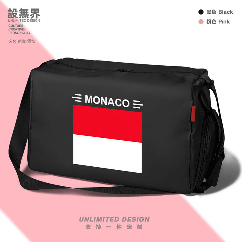 摩纳哥monaco国家健身包学生运动包旅行袋单肩斜挎背包潮设 无界