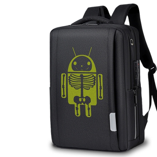 程序员android机器人操作系统双肩包男士电脑包旅行背包女设 无界