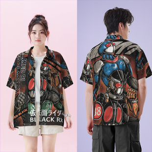 骑士Black RX蒙面超人科幻大码短袖衬衫男装女装0018设 无界