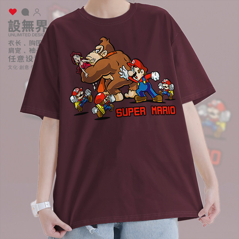玛丽动漫任天堂马里奥制造纯棉短袖T恤男女装学生衣服0001设 无界