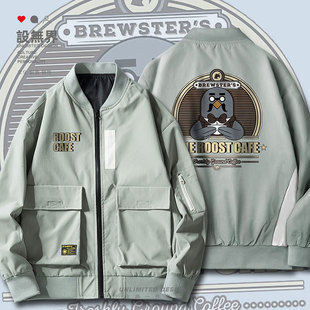 动物森林游戏周边鸽子布鲁斯特咖啡厅logo夹克男女秋衣服设 无界