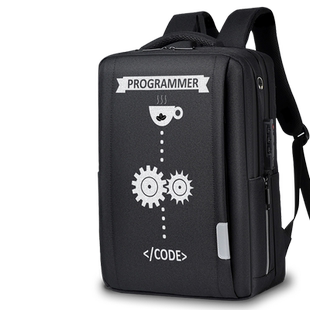 程序员PROGRAMMER代码code咖啡编程双肩包男士电脑包背包设 无界