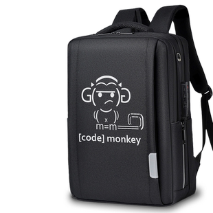 程序员创意Code Monkey代码猴子双肩包男士电脑包男女背包设 无界