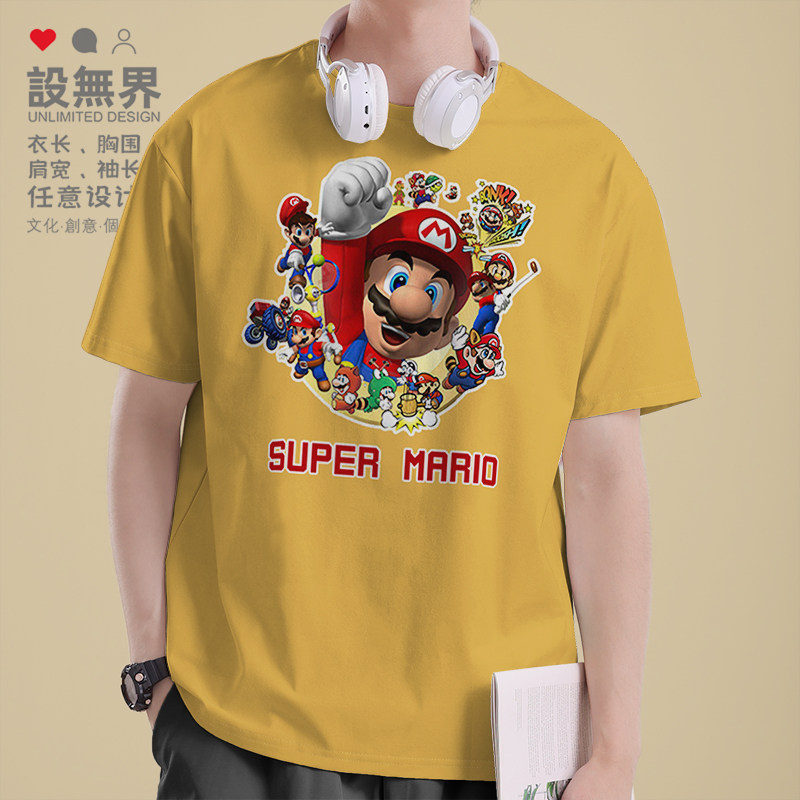 任天堂动漫MARIO玛丽库巴马里奥制造短袖T恤男女上衣0001设 无界