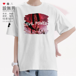 动漫黑色四叶草阿斯塔魔法帝恶魔纯棉短袖 无界 T恤男女上衣0002设