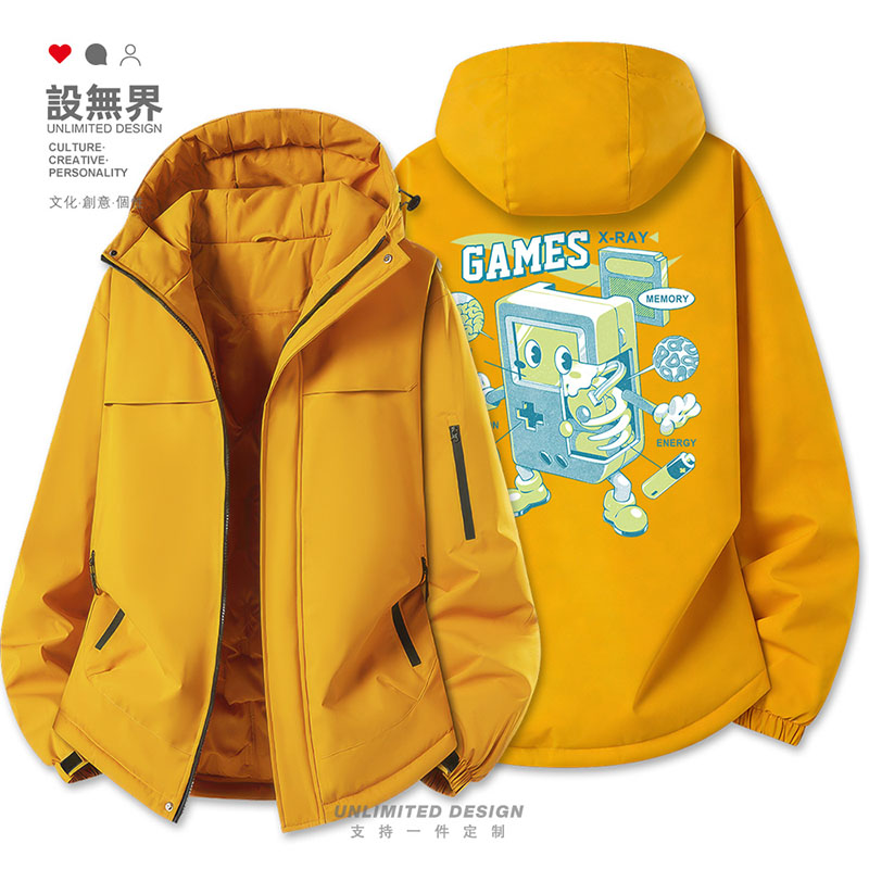 日系复古经典红白游戏机X光分析卡通解剖图加厚棉服男女潮设 无界