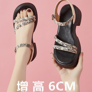 时尚 厚底增高凉鞋 外穿沙滩鞋 女士配裙子不累脚2025新款 高级感 夏季