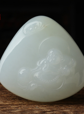 【孤品】凝脂悟禅-老俄料羊脂玉佛公和田玉吊坠女款项链饰品礼物