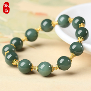 瓷月涵青·老矿料瓷蓝鸭蛋青碧玉和田玉手串手链玉石饰品 孤品