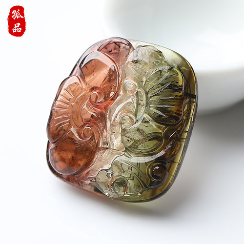 高冰西瓜碧玺吊坠如意项坠饰品