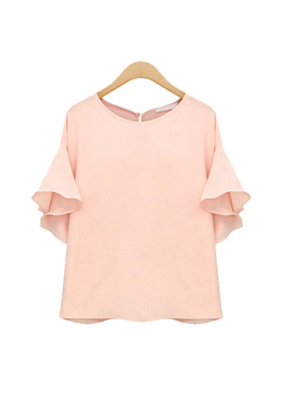 女大码纯色甜美衬衫Sweet short sleeve fashion shirt in summer