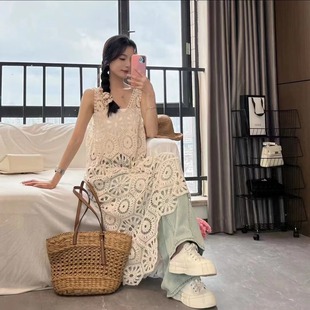 雾里花镂空连衣裙度假罩衫 女装 显瘦减龄宽松背心连衣裙 新款 夏季